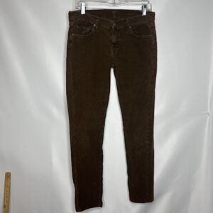 7 FOR ALL MANKIND ROXANNE Brown Colored Corduroy Denim Skinny Jeans 29